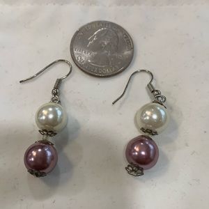 Faux silver and Pearl earrings